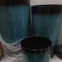 24/21/11 Inch Tall Planter Pots Garden Plastic Planters - Set of 3 for Indoor & Outdoor Use - Decorative Lightweight Flower Pots (Turquoise)