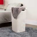 Mind Reader Slim Laundry Hamper with Lid, 60L Tall Clothes Basket, Narrow Tapered Design for Bathrooms, Closets and Laundry Rooms, Plastic, 2 Pack, Ivory