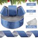 Yungyan Velvet Ribbons with Gold Edge Felt Ribbon Gift Bow Wrapping Ribbon for Handmade, Home Decor, Gift Wrapping, Wreath DIY Crafts, Christmas Tree(2.5 Inch X 35 Yards,Light Blue, Silver)