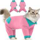 T'CHAQUE Sticky Hair Cat Clothes, Professional Recovery Suit for Cats, Anti-Shedding Shirt Outfit, Soft Pajamas for Kittens, Post-Surgery Onesie for Male & Female Cats