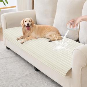 100% Waterproof Couch Covers for Dogs, 35"59" Washable Couch Cover, Non Slip Sectional Couch Covers for 3 Cushion Sofa Cover Pet Friendly, Cat and Dog Couch Bed Cover- Off-White