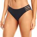 Zmart Women Strappy Bikini Bottoms Full Coverage Bathing Suit Swim Low Rise Cutout Swimsuit Bottom (X-Small, Black)