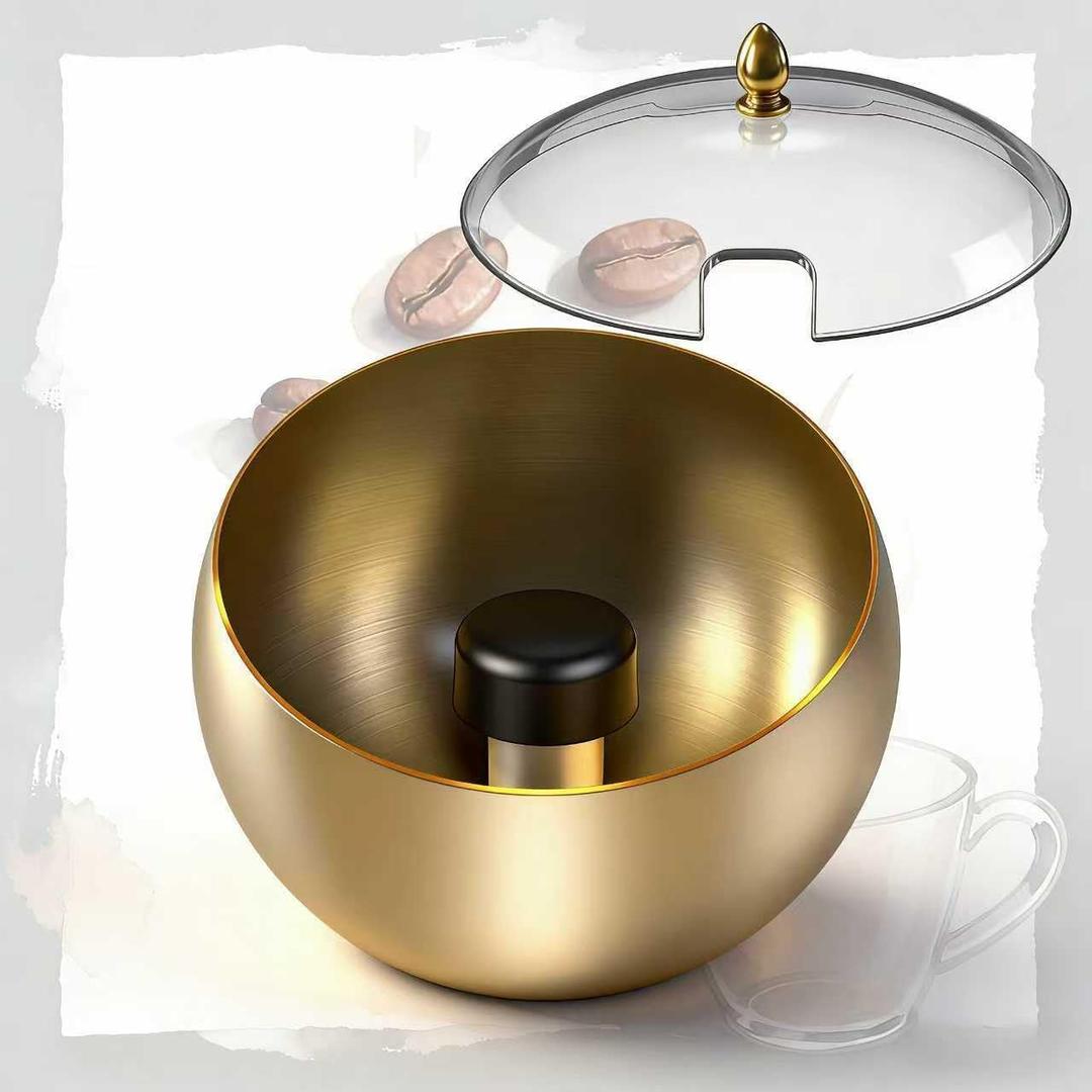 Upgraded Stainless Steel Espresso Knock Box,Gold Knock Box with Lid, Coffee Grounds Container, Removable Knock Bar & Non-Slip Magnetic Base - Espresso Accessories.ORALION (Large)