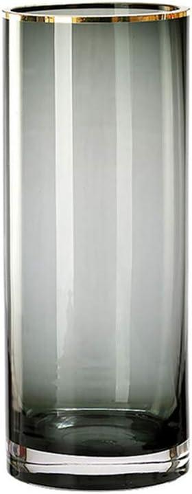 Ins Modern Glass Vase Crystal Gray Glass Vase for Home Office Decor (Crystal Grey) (7.9inX3.9in)
