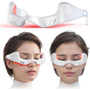 Under Eye Red Light Therapy Device, Facial red Light Therapy for reducing Dark Circles and Puffiness, Smoothing fine Lines, Eye Massager with Glasses Strap