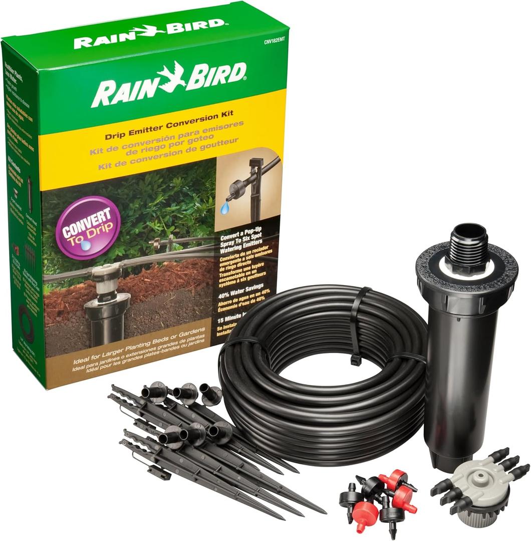 Rain Bird CNV182EMS Drip Irrigation Sprinkler Conversion Kit, 1800 Series Pop-Up to 6 Drip Emitters with 1/4" Tubing