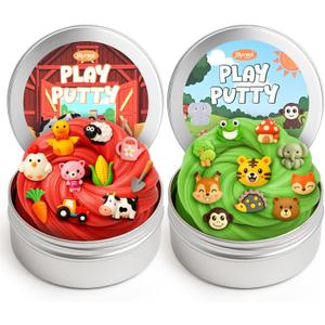 2 Pack Therapy Putty for Kids  Farm & Forest Theme Sensory Putty with Medium and Soft Resistance, Occupational Therapy Putty for Hand Exercises, Fine Motor Skills, Autism Sensory Play