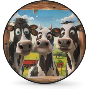 Spare Tire Cover for RV Trailer, Funny Cows Waterproof Sun Leather Wheel Cover, Camper Spare Tire Covers Fit for Jeep Travel Trailer SUV Truck Accessories (15 in for Diameter 27 - 29),B-270