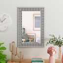 KOHROS Decorative Wall Mirror with Glitter Beaded Bathroom Mirror 36 x 24" Silver Rectangle Beveled Mirror for Bathroom Vanity Entryway