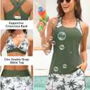 Daci Women 3 Piece Tankini Swimsuits - Tummy Control Tank Top with Bra Modest Bathing Suit with Pockets Boyshorts Bottom 2026 (Green, M)
