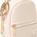 Mini Backpack Cute Cosmetic Bag for Women, Creative Cute Pendant Keychain Key-chains Keyrings PU Leather Makeup Bag Key Lipstick Card Holder Data Cable Organizer Zipper Pouch (Beige)