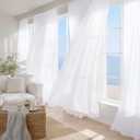 NICETOWN White Sheer 96 inches Long Curtains for Living Room, Rod Pocket Lightweight Drapes Voile Sheer Air & Breathable Window Treatments for Bedroom, W42 x L96, 2 Panels