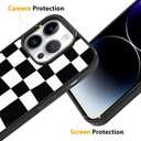 SAKUULO Compatible with iPhone 14 Pro Case, [Screen Protector + Kickstand] Plaid Checkered Aesthetic Cute Design,Tire Texture Anti-Slip Shockproof Ultra Thin Protective Case 6.1inch