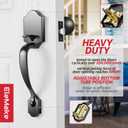 Front Door Handleset Entry Door Handle Set with Cove Knob for Right and Left Handed Sided Doors, Interior and Exterior Entrance Passage Lock Matte Black