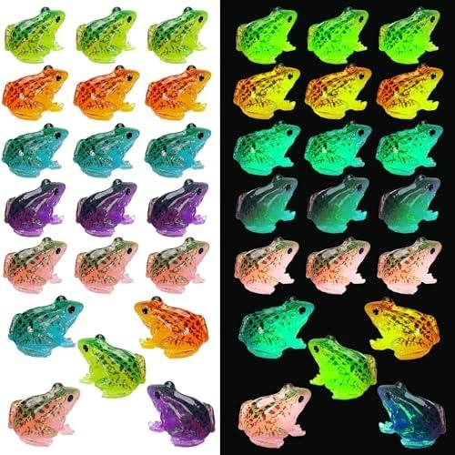 Barydat 40 Pcs Miniature Frog Figurines Luminous Mini Resin Frog Figures Model Garden Decor DIY Terrarium Craft Ornament Accessories for Moss Landscape Decoration (1.38 x 1.18 Inch)