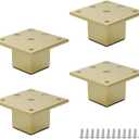 Wealrit 4 Pcs Metal Furniture Legs 2inch Tall Square Tube Cabinet Feet Table Support Legs Sofa Bed Leveling Feet(Brushed Gold)