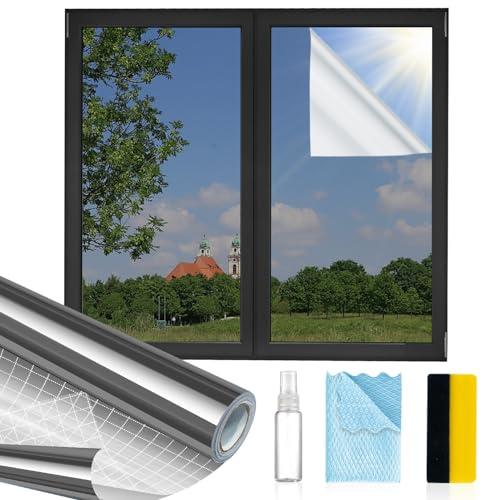 MAGIDEKOR Window Privacy Film One Way, Reflective Mirror Window Film Daytime Privacy, UV Sun Blocking Heat Control Static Cling, Window Tint for Home Office - 35.4 Inch X 13.1Feet