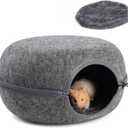 Guinea Pig Hideout, Double Function Guinea Pig Bed with 2 Soft Cushions, Small Animal Cage Accessories for Guinea Pigs, Hamsters, Hedgehogs, and Ferrets (Dark Grey)