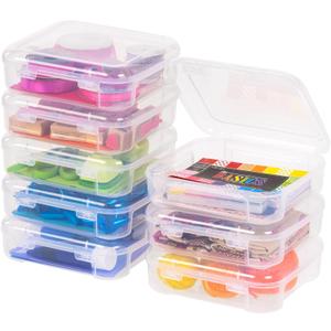 IRIS USA Fits 6" x 6" Paper, 8-Pack Thick Portable Plastic Scrapbook Paper Storage Cases Organizers with Built-in Handle for Art and Craft Supplies, Office Document, Stationery, Photo - Clear