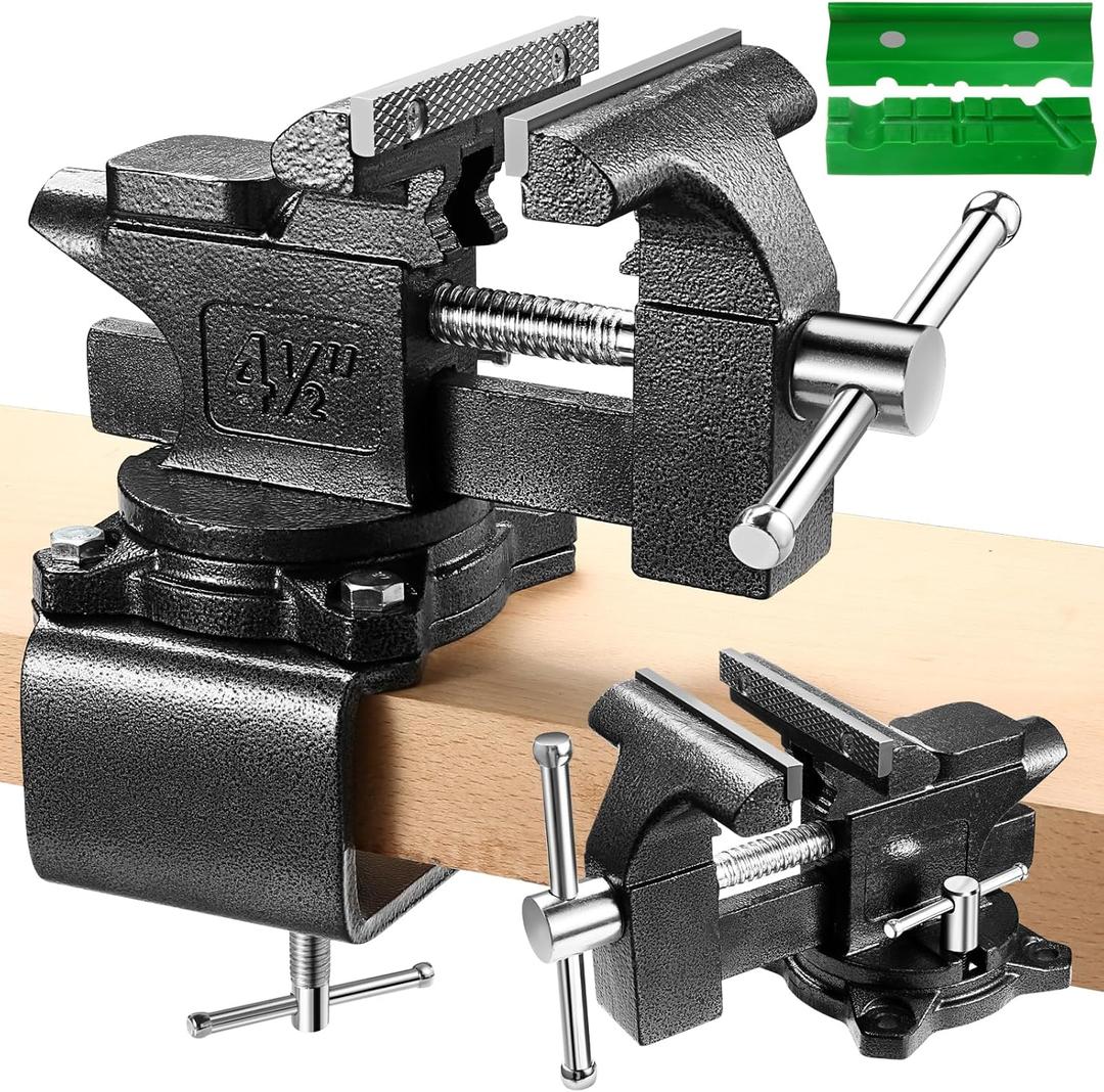 Bench Vise, 4-1/2" Table Vise For Workbench,2-in-1 Multi-Purpose Heavy Duty Bench Vice With Multifunctional Soft Jaws, 270 Swivel Base Home Vise for Woodworking,Home Workshop,Welding and DIY