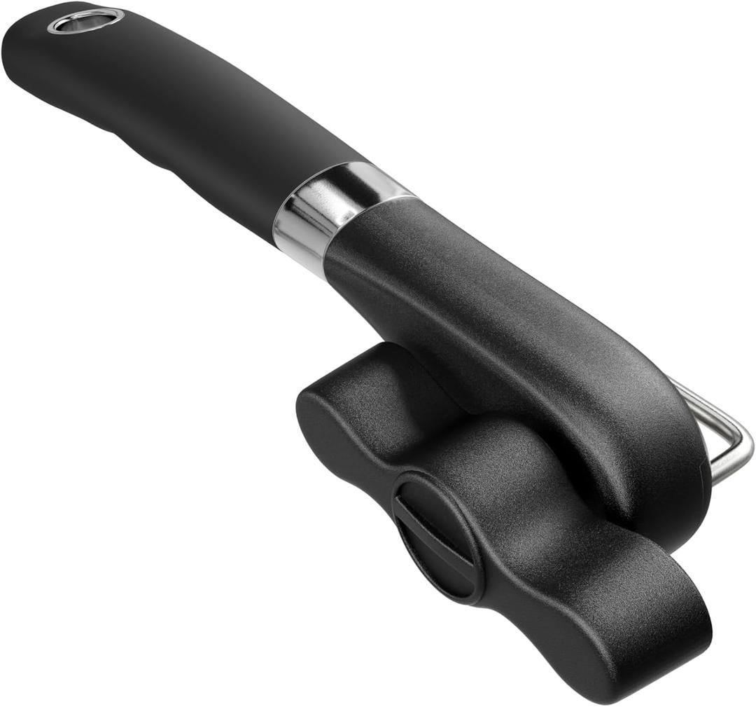 Smooth Edge Can Opener Side Cut  Stainless Steel Manual Can Opener with Ergonomic Handle, Handheld Can Openers for All Can Sizes, No Sharp Edges, Reusable Lid, Easy Turn Knob for Everyday Kitchen Use