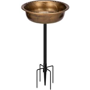 VIVOHOME Polyresin Bird Bath Bowl with Metal Stake, 29 Inch Height Outdoor Freestanding Birdfeeder, Capacity 1.4 Gallons, 5-Pronged Base, Copper