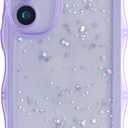 Glitter Case for Galaxy S22 Ultra, Cute Wave Frame Curly Shape Sparkly Shiny Cover, Samsung Galaxy S22 Ultra Bling Cover Stylish Durable Protective Case for Girls Women, Purple (Pruple)