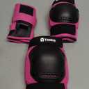 Skateboard Protective Gear Knee Pads and Elbow Pads Set, Elbow and Knee Pads for Roller Skating Wrist Guards Skateboarding Pads (Youth (9-15 years), Pink)