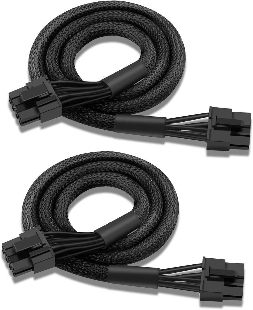 2 Pack of PCIE Cable for Seasonic, PSU 8 pin Male to Dual PCIe 8pin (6+2) Male Power Supply for Seasonic Modular Power Supply (65cm)