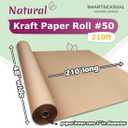 SMART&CASUAL 48" x 2,520" (210') Brown Kraft Craft Paper Roll for Gift Wrapping Bulletin Board Bouquet Flower Kids Art Packing Parcel Table Covering 70GSM 50LB (Brown, 48" x 210')
