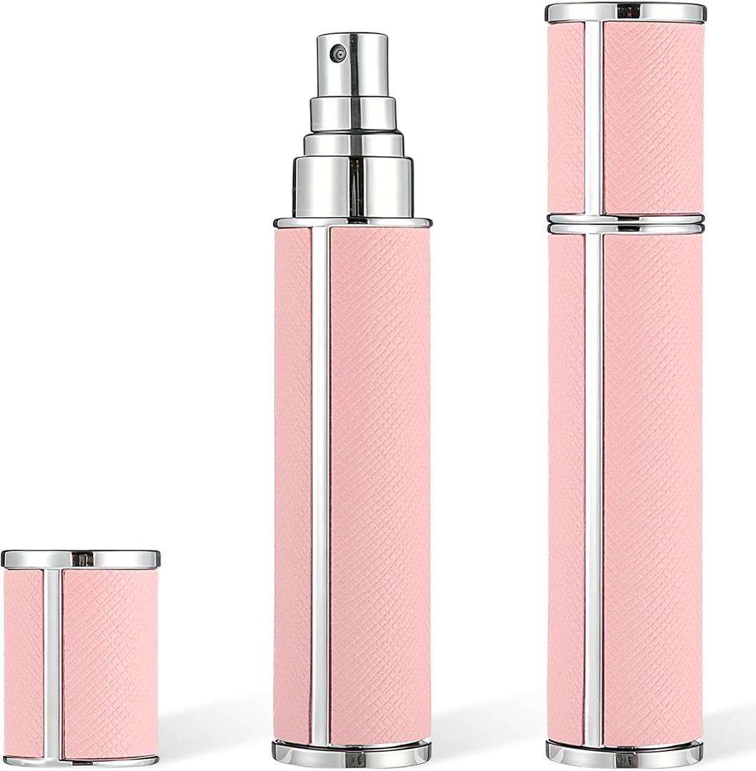 2PCS Travel Perfume Bottle 10ml Atomizer Perfume Spray Bottle Pink | Mini, Portable, Cologne Dispenser, Leather, Empty, Fragrance Pump Dispenser, for Many Scenes, Gifts, Small, Refill Sample