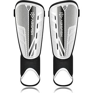 Upgraded Soccer Shin Guards for Kids Youth Adults, CE Certified AirsFish Shin Guard Sleeves Protection Gear for Boys Girls Soccer Games EVA Cushion Reduce Shocks and Injuries L