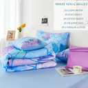 URBONUR 6Pcs Gradient Mermaid Bedding Set Twin Size Colorful Scales Light Blue Purple Comforter with Sheet Set Lightweight Kids Girls Bed in a Bag