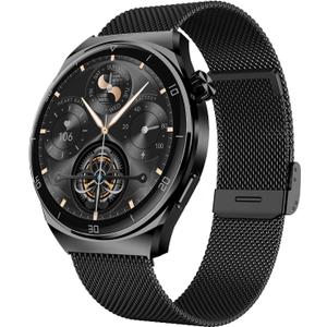 AMOLED Smart Watches for Men Women Fitness Tracker Watch Smartwatch for Android Phones/iPhone Compatible 1.43" HD Mens Watch with SOS ChatGpt AI Voice Heart Rate Sleep Female Cycle IP68 Waterproof (46mm Case, Gunmetal Case with Black Steel Band)