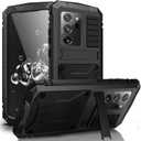 Compatible with Samsung Note 20 Ultra Metal Case with Screen Protector Military Rugged Heavy Duty Shockproof with Stand Camera Protector Full Cover case for Note 20 Ultra (Black)