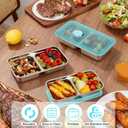 YQL 3 Pack Stainless Steel Snack Containers with Lids, Double Compartment Snack Box for Lunch Prep, Reusable Leakproof Bento Box, Food Storage Containers for Travel, Office, Camping