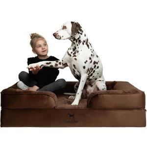 NOAH & PAW XL Dog Bed, 45x35x11 Inch, Orthopedic Large Dog Beds, Eggshell Memory Foam Infused with Cooling Gel, Inner Cover, Waterproof, Machine Washable (Velvet Sofa Collection)