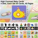 4 Sets High Contrast Baby Cards, 80 Pcs 160 Page Black White Colorful Baby Flashcards Newborn Toys for Infants Visual Stimulation Brain Sensory Development (0-36 Months)