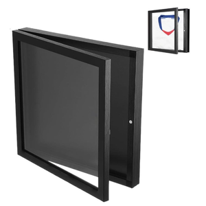 DIY Football Shirt Frame Display, Shadow Box with Protective Acrylic, Jersey Display Case for Sports Shirts, T-Shirts and Memorabilia, Black Box Frame (13*13 inch) 