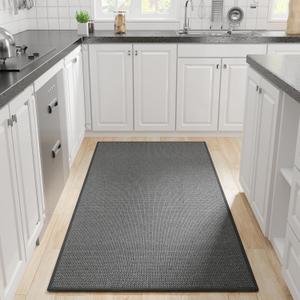 Kitchen Rug, Rubber Non Slip Kitchen Rugs Washable, Absorbent Runner Mat for Floor, Machine Washable Standing Mats for in Front of Sink, Door, Laundry, Entryway, Hallway (Black, 71"  35.5") (2'11" x 5'11" (Rectangular))
