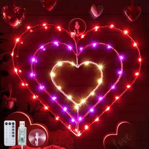13 Inch Valentines Lights, Valentines Day Decorations with 8 Modes Timer Remote for Valentines Day, Wedding, Proposal, Party Decorations(1 Pack, Heart)