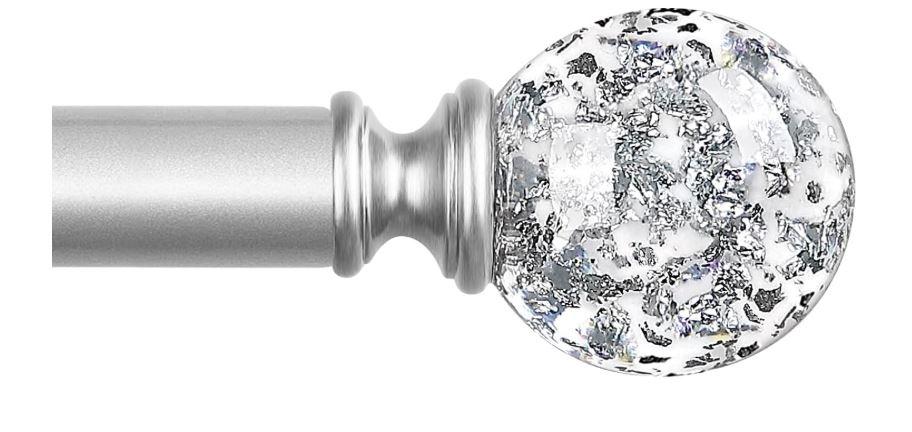 Silver Decorative Crystal Curtain Rods: 18-4 Inch Heavy Duty Adjustable Window Curtains Rods for Bedroom Living Room, Nickel Modern Girly Acrylic Drapery Rods Set with Sheer Bling Foil Finials