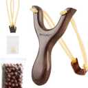 BASUNE Solid Wooden Slingshot with Classic Construction Hunting Slingshot for Catapult Game, Outdoor, Hunting-for Adult (Deep Brown)
