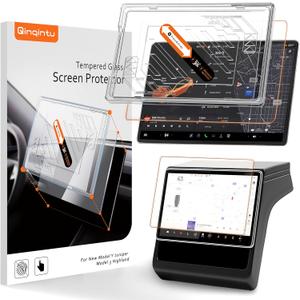 For Tesla Model Y Juniper & Model 3 Highland Matte 15.4" & 8" Screen Protector [No Glare & Fingerprint] 9H Tempered Glass Alignment Kit for Tesla Model 3 Model Y Juniper Accessories  (Black)