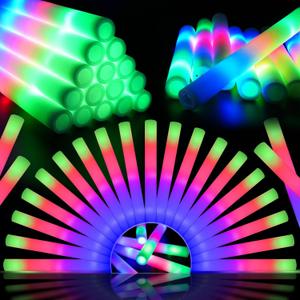 48 PCS LED Foam Glow Sticks Bulk, Glow in the Dark Party Supplies with 3 Modes Colorful Flashing, Neon Party Favors for Birthday, Wedding, Carnival, Concert, New Year