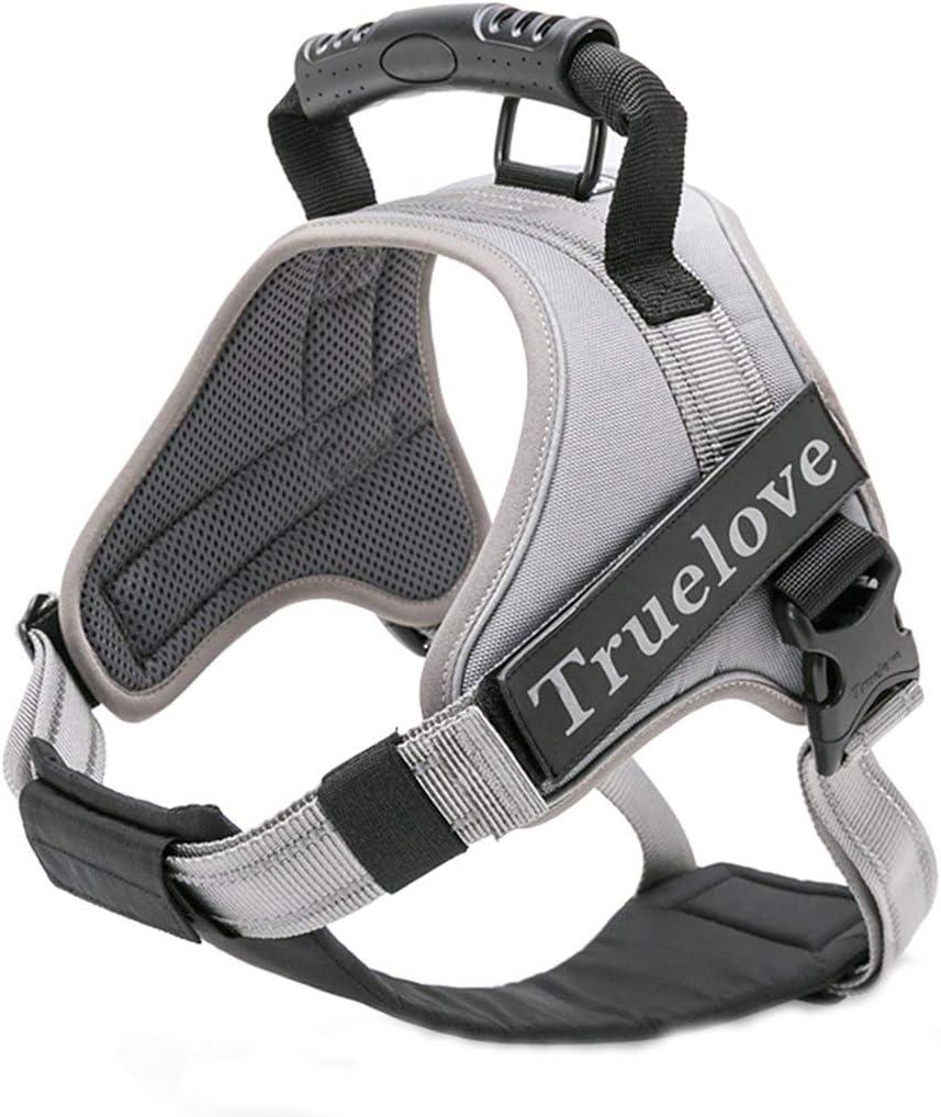 Truelove Dog Harness No-Pull Reflective Stitching Ensure Night Visibility Outdoor Adventure Big Dog Harness Perfect Match Puppy Vest TLH5753, Medium, (Gray)