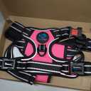 PHOEPET No Pull Dog Harness Medium Reflective Front Clip Vest with Handle,Adjustable 2 Metal Rings 3 Buckles,[Easy to Put on & Take Off](M, Black)