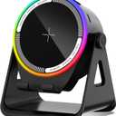 Wireless Induction Speaker, 5-in-1 Bluetooth 5.3 Phone Stand with 360 Rotation & RGB Ambient Light - Cool Tech Gadgets Gifts for Men Women Dad Mom - Compatible iPhone/Android/iPad/Samsung (Black)