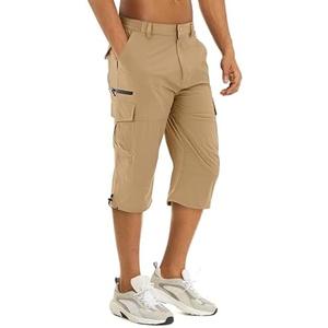 TACVASEN Men's Capri Pants Quick Dry Cargo Hiking Water Resistant Work Summer Long Shorts Below Knee 36