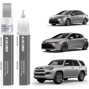 4 x KIKIMO for Toyota Touch Up Paint(Classic Silver Metallic(1F7(Include 2UF))), 0.41 Fl Oz (EXP 11/21/29)